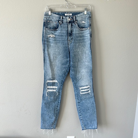 Good American Good Curve Women's Distressed Light Wash Jeans 8/29 - Picture 2 of 14